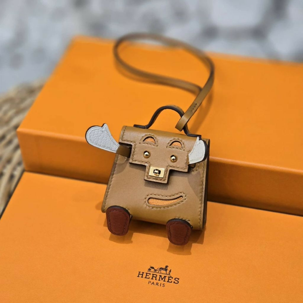 Hermès Kelly Doll Bag Charm Tadelakt / Chevre Mysore Sable Naturel / Nata / Brique / Orange