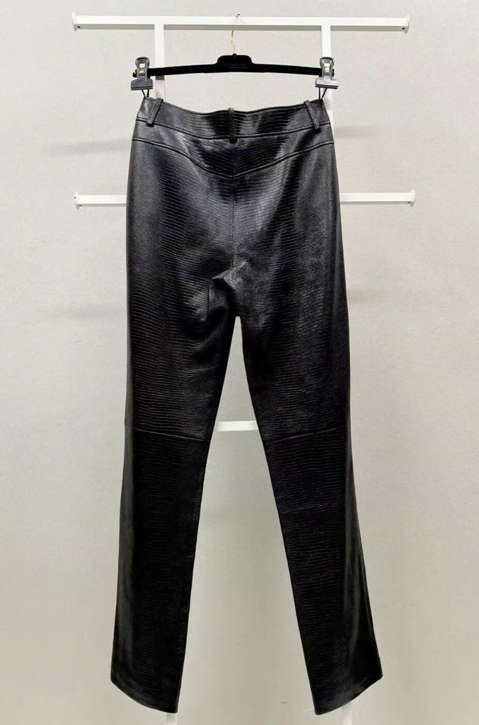 Chanel 19A Egyptian series lizard pattern leather trousers