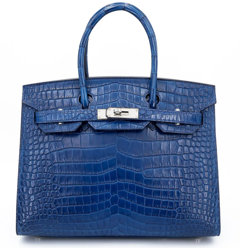 HERMÈS Birkin 30 Sellier Aizome Matte Porosus Crocodile leather Palladium hardware