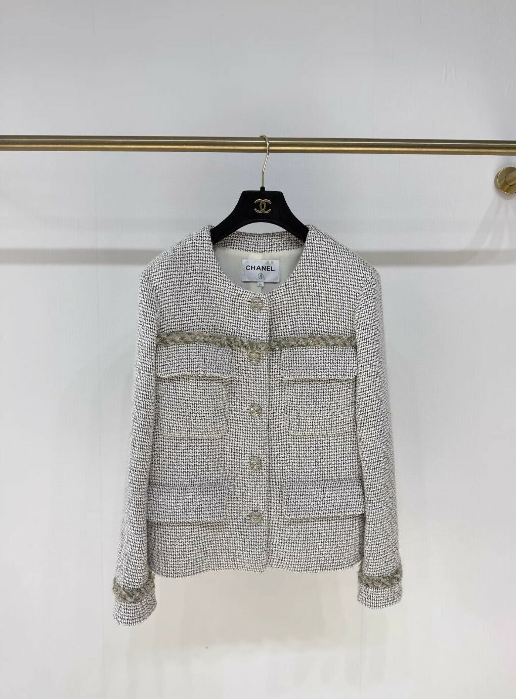 Chanel 24B gray tweed jacket