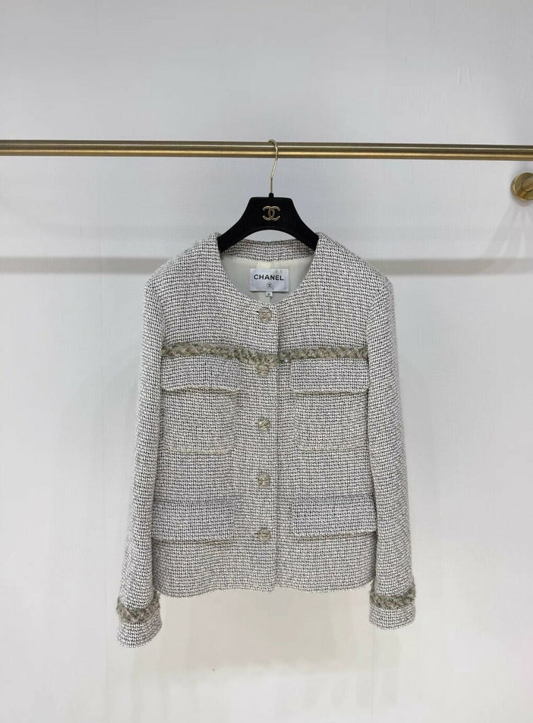 Chanel 24B gray tweed jacket