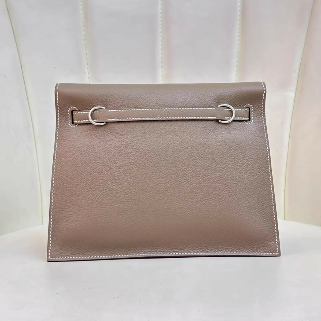 Hermès Kelly Danse Etoupe Verso Evercolor Palladium Hardware