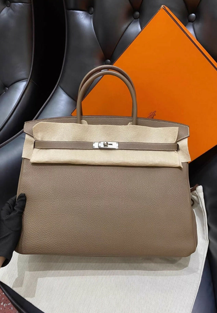Hermes Birkin 40 Etoupe Togo leather palladium hardware