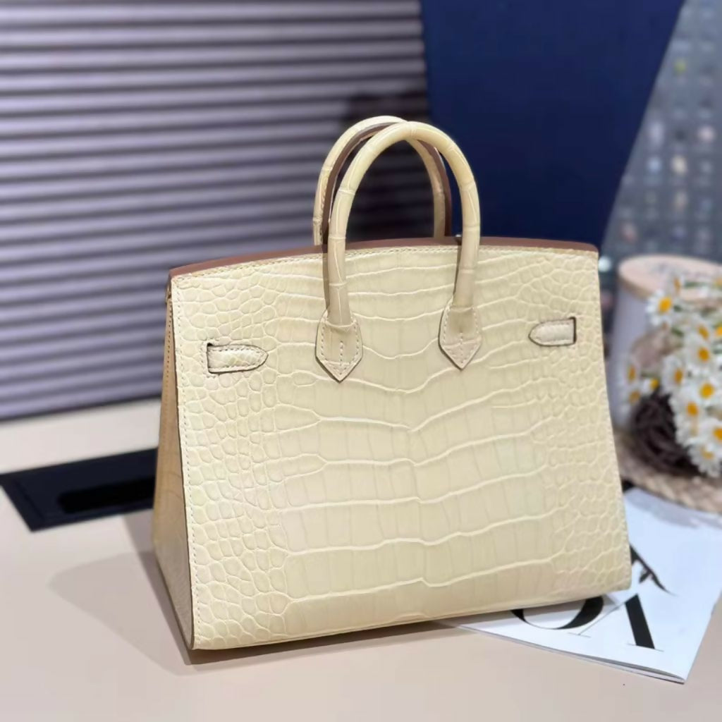 Hermes Birkin 20 Y1 Vanille Matte Crocodile Leather Gold Hardware