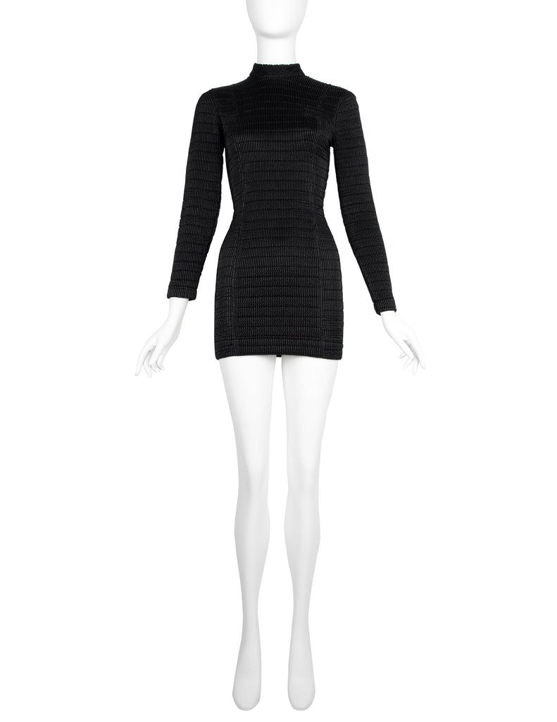 Katharine Hamnett Vintage 1990s Black Quilted Mini Dress