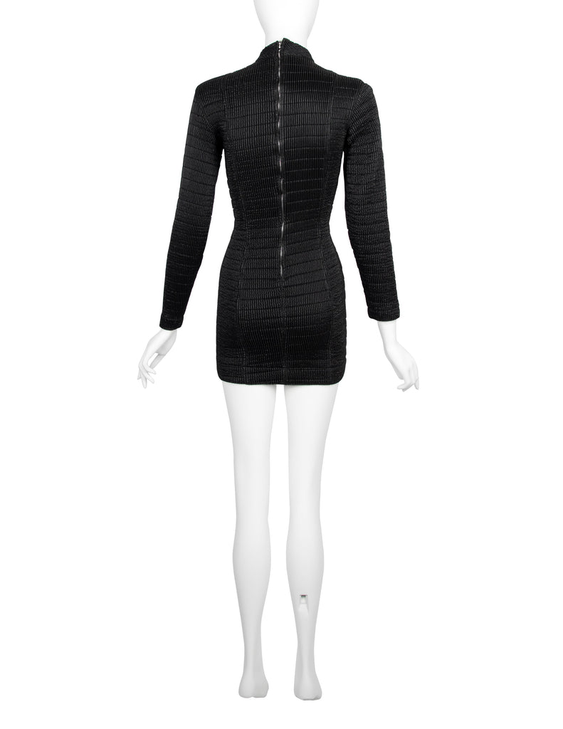 Katharine Hamnett Vintage 1990s Black Quilted Mini Dress