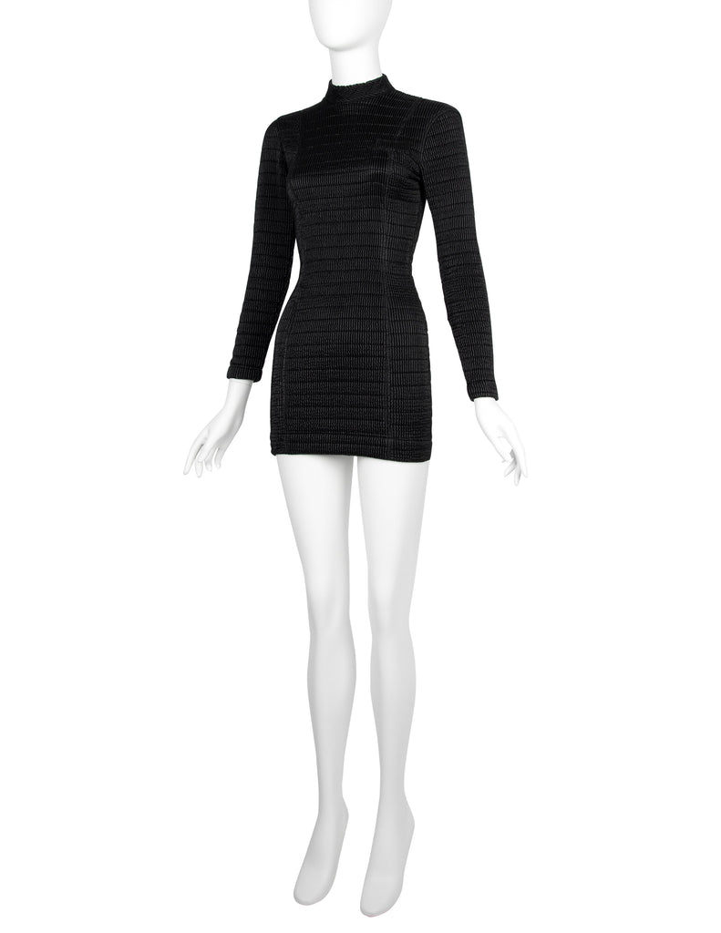 Katharine Hamnett Vintage 1990s Black Quilted Mini Dress