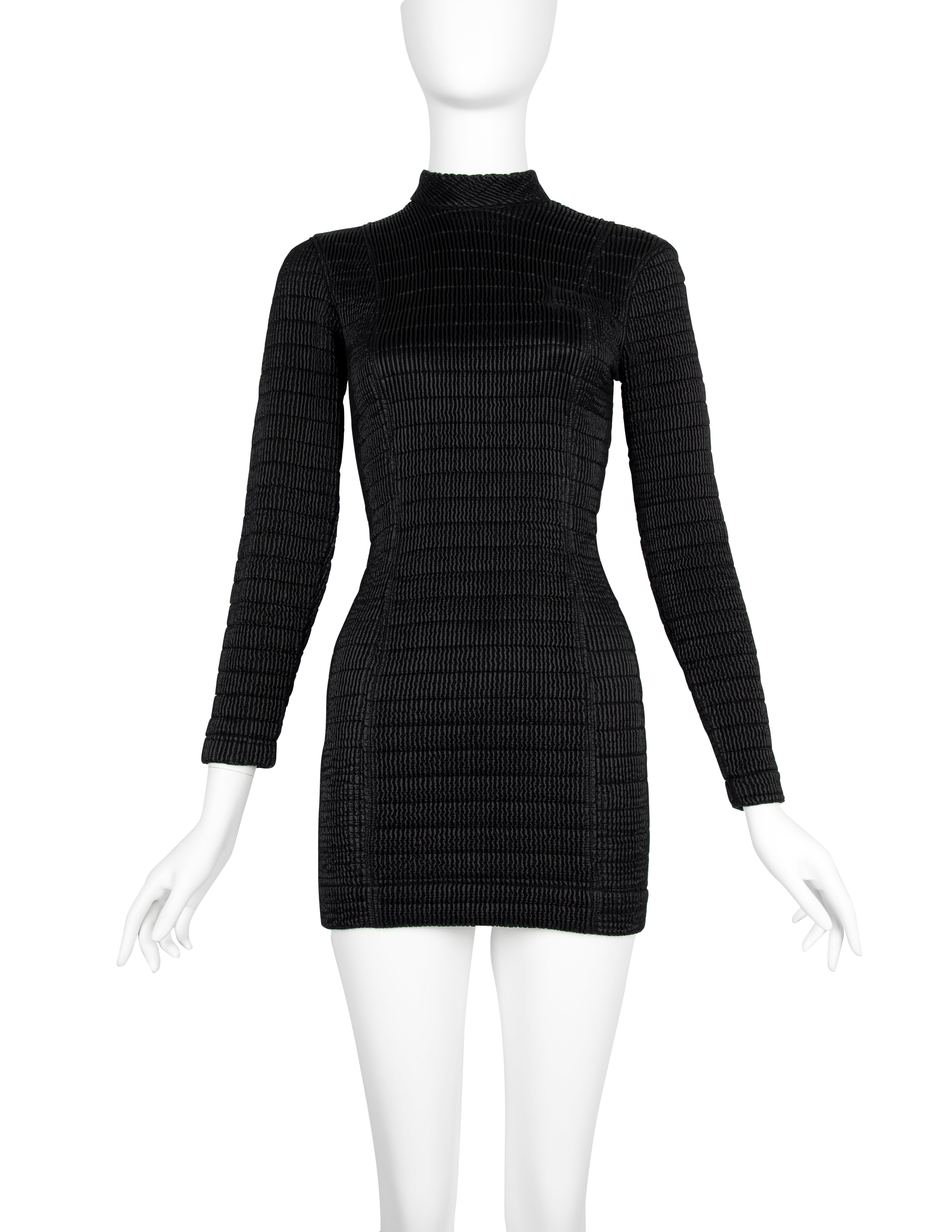 Katharine Hamnett Vintage 1990s Black Quilted Mini Dress