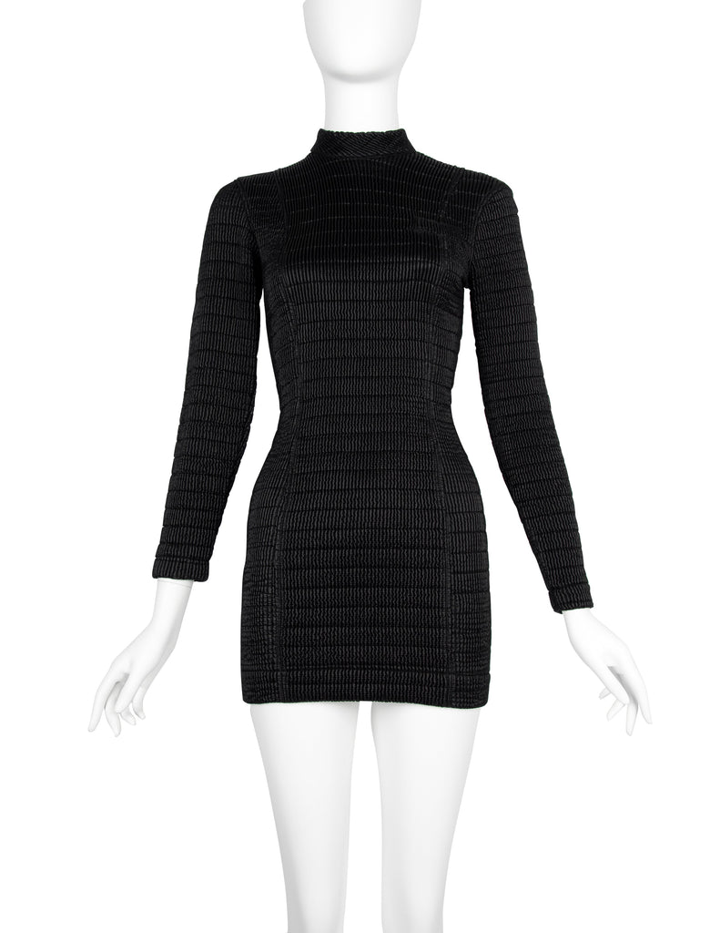 Katharine Hamnett Vintage 1990s Black Quilted Mini Dress