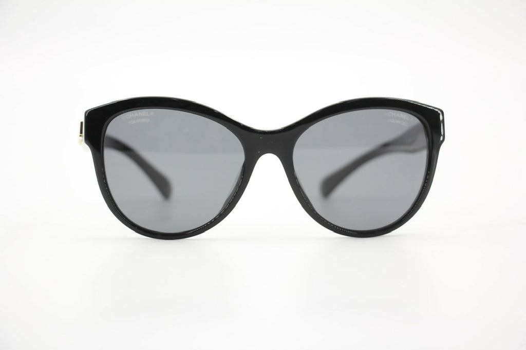 Chanel 2021 Resin Black with Gold-Tone Lettering Sunglasses