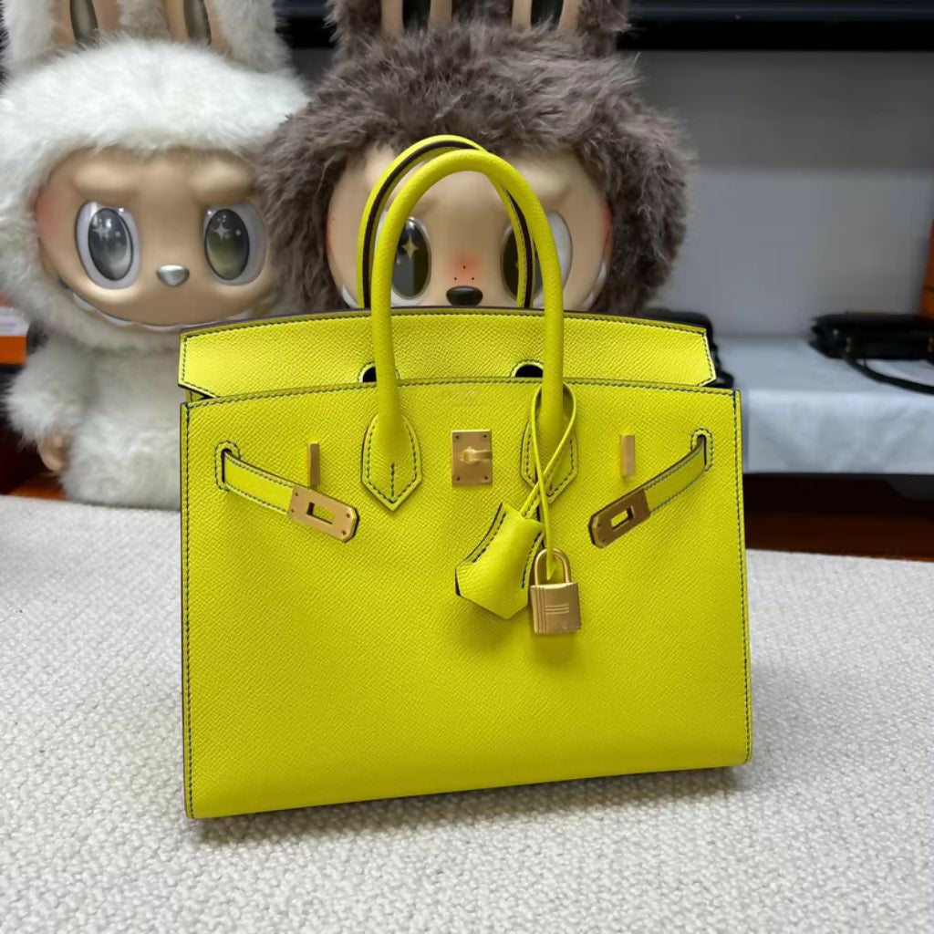Hermès Birkin 25 Lime Yellow Sellier Epsom Leather Brushed Gold Hardware