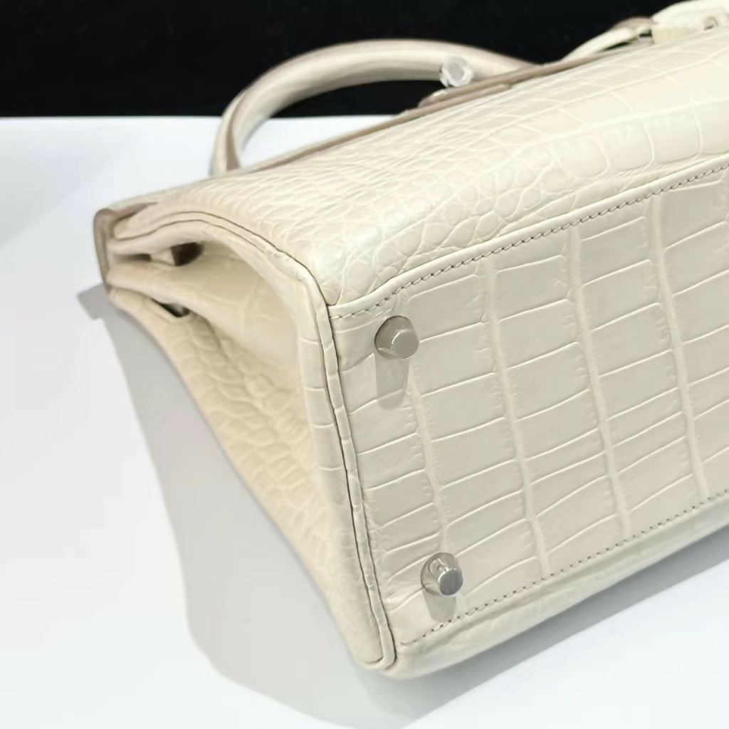 Hermes Kelly 32 Béton Matte Crocodile leather palladium hardware