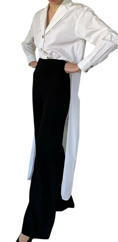 NWT Chanel 23C Monte-Carlo Runway Long Tuxedo Dress Shirt Blouse FR 40