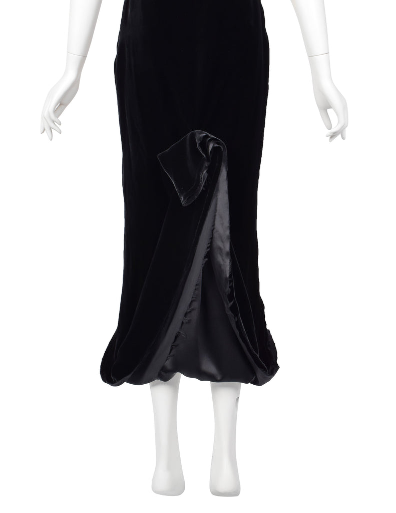 Lanvin Vintage AW 2004 by Alber Elbaz Marmot and Black Silk Velvet Bustle Trained Gown