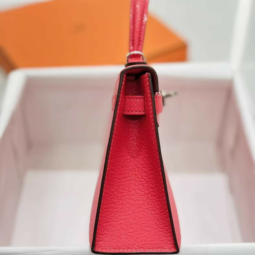 Hermès Mini Kelly II Rose Lipstick/Rose Extreme chèvre leather Palladium hardware