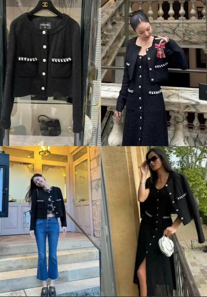 Chanel 24P black tweed jacket