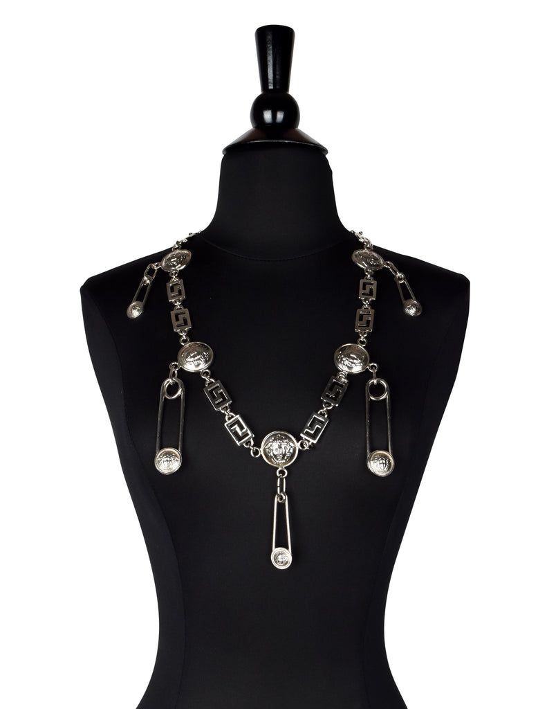 Versace Vintage SS 1994 Iconic Silver Medusa Safety Pin Chain Belt