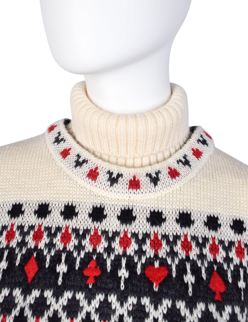 Moschino Vintage AW 1991 Incredible Men's Card Suits People Novelty Fair Isle Sweater