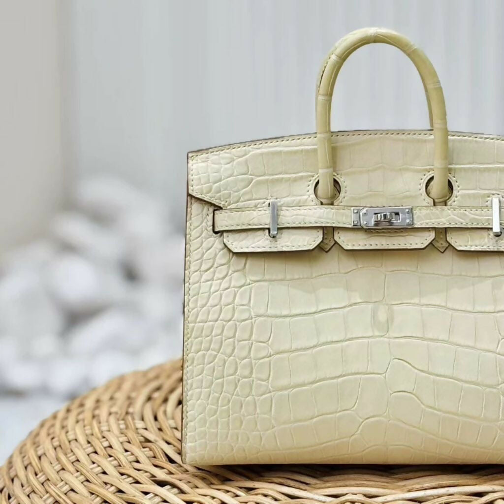 Hermes Birkin 20 Y1 Vanille Matte Crocodile Leather Palladium Hardware