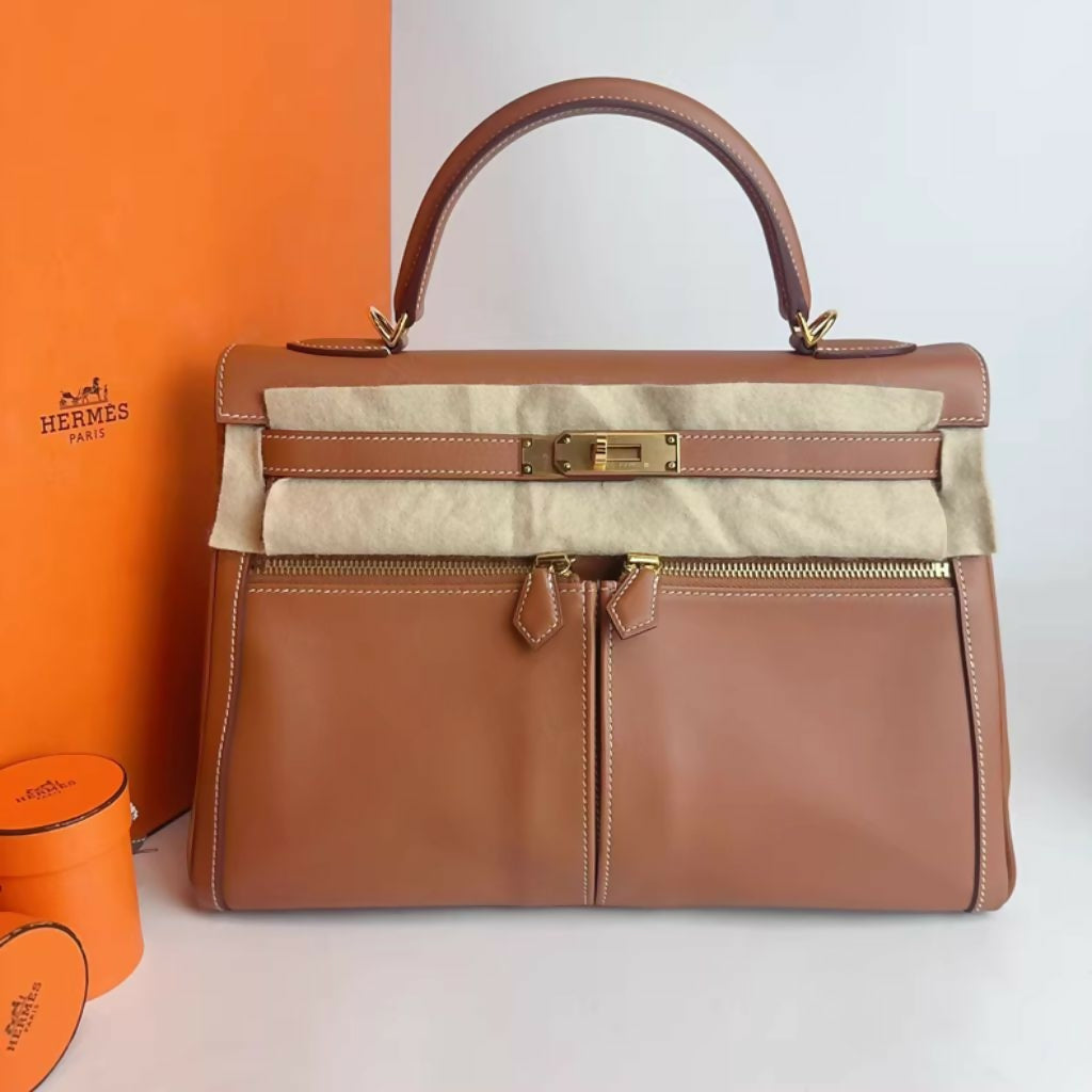 Hermès Kelly Lakis 32 Gold Swift Leather with Gold Hardware