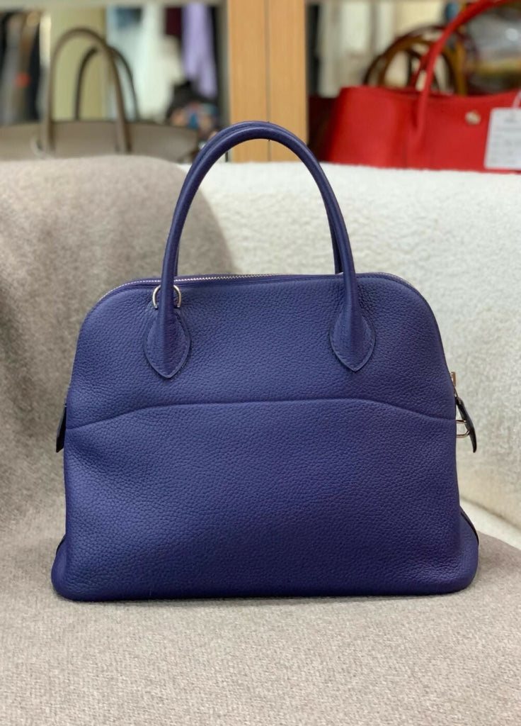 HERMÈS Bolide 31 Bleu Encre (M3) Clemence Palladium hardware