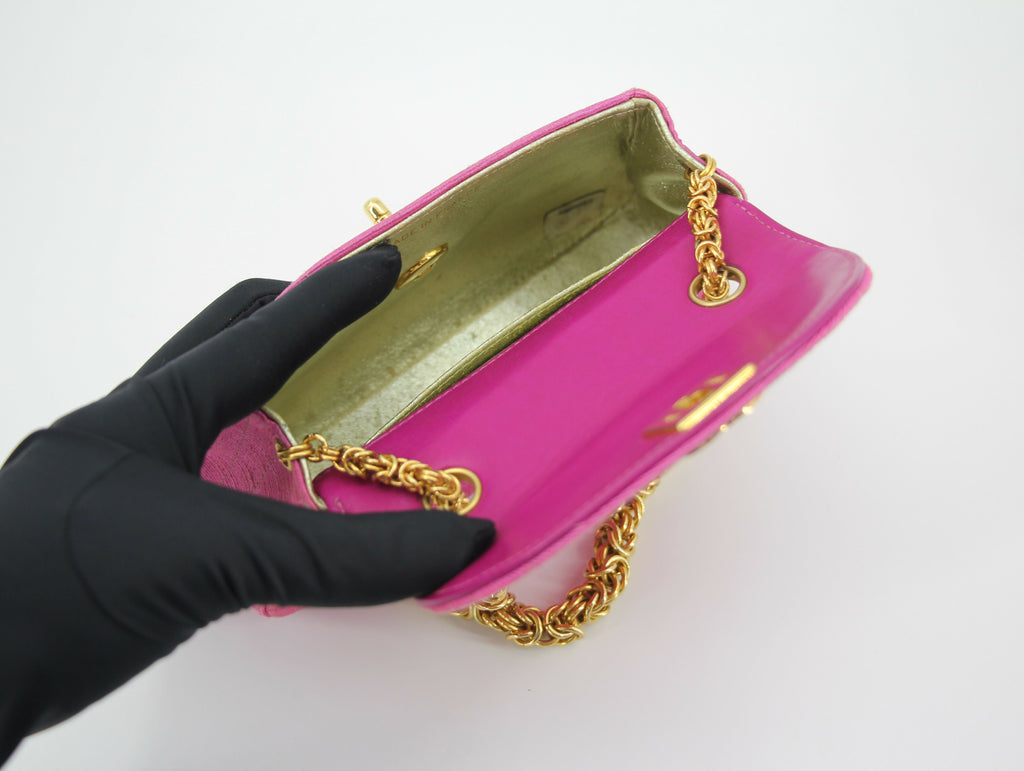 Chanel Vintage 92 Canvas Purple Pink Quilted Chain Crossbody Bag