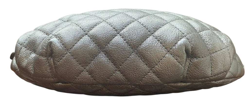 Chanel Classic Quilted Metallic Silver Goatskin Banana Waist Bag Fanny Pack