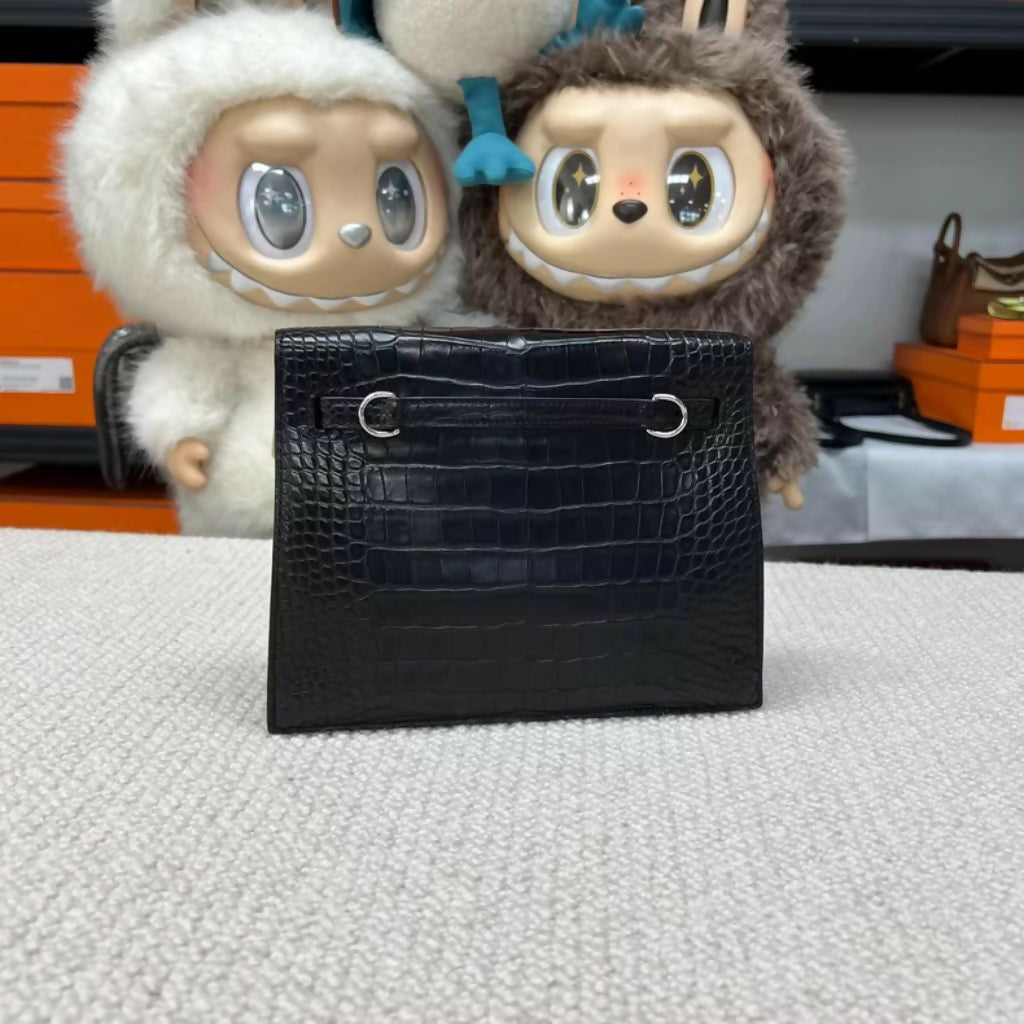 Hermès Kelly Danse Black Matte Crocodile with palladium hardware