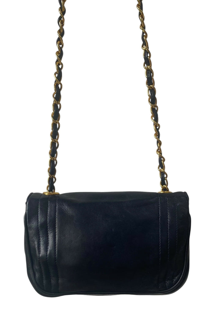 Chanel Mini Vintage Dark Navy CC Quilted Full Flap Bag 24K Gold Hardware