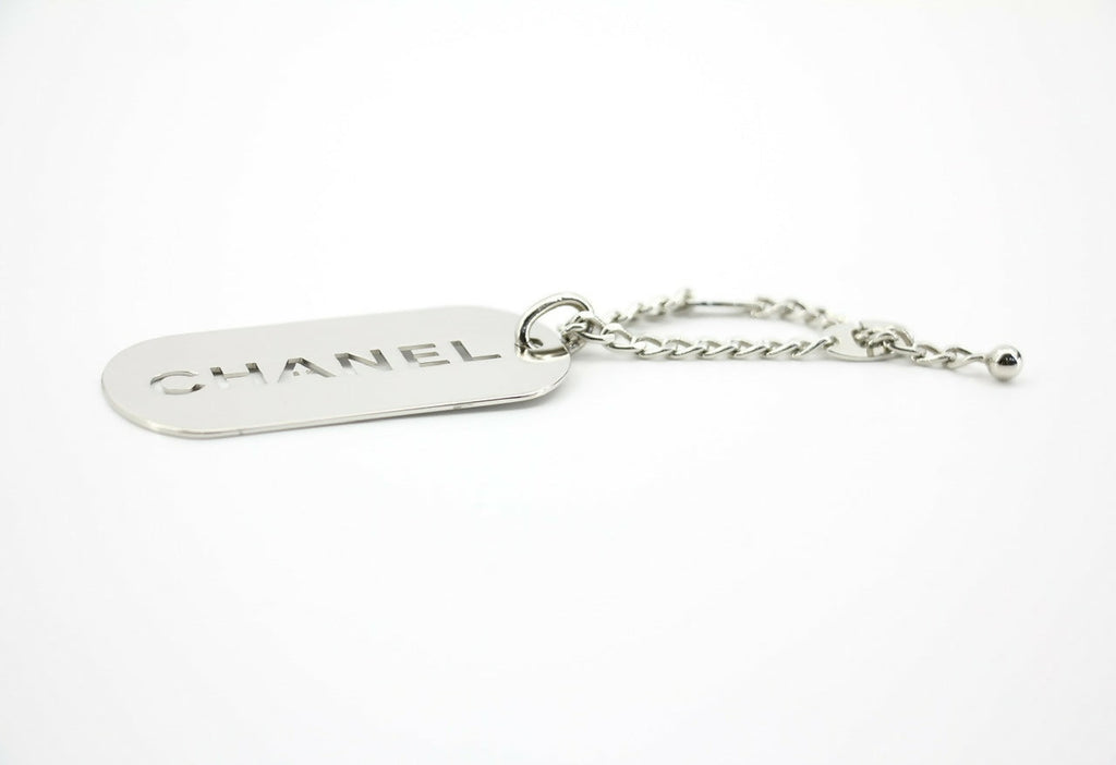 Chanel Vintage 04V Metal Silver-Tone Rectangular Plaque Pendant Bag Charm