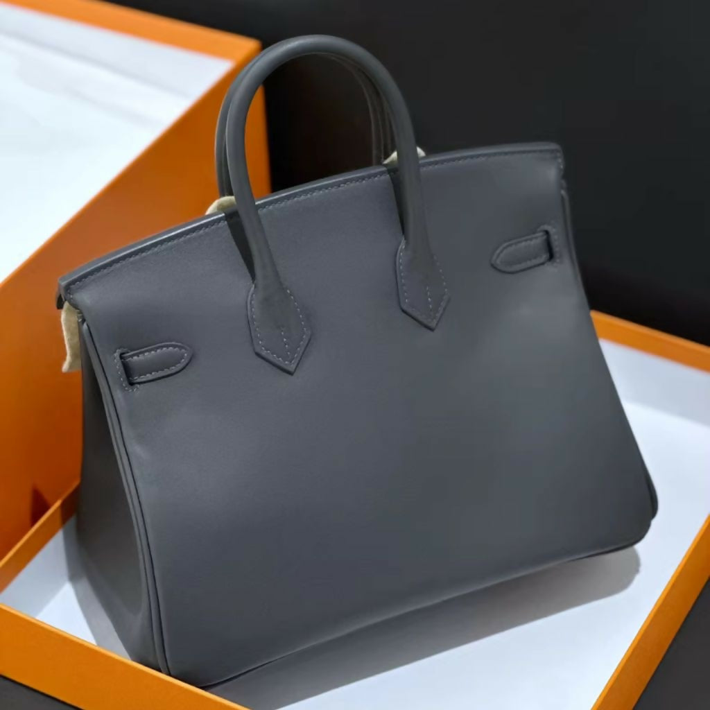 Hermes Birkin 25 Slate Gray Swift Leather permabrass hardware