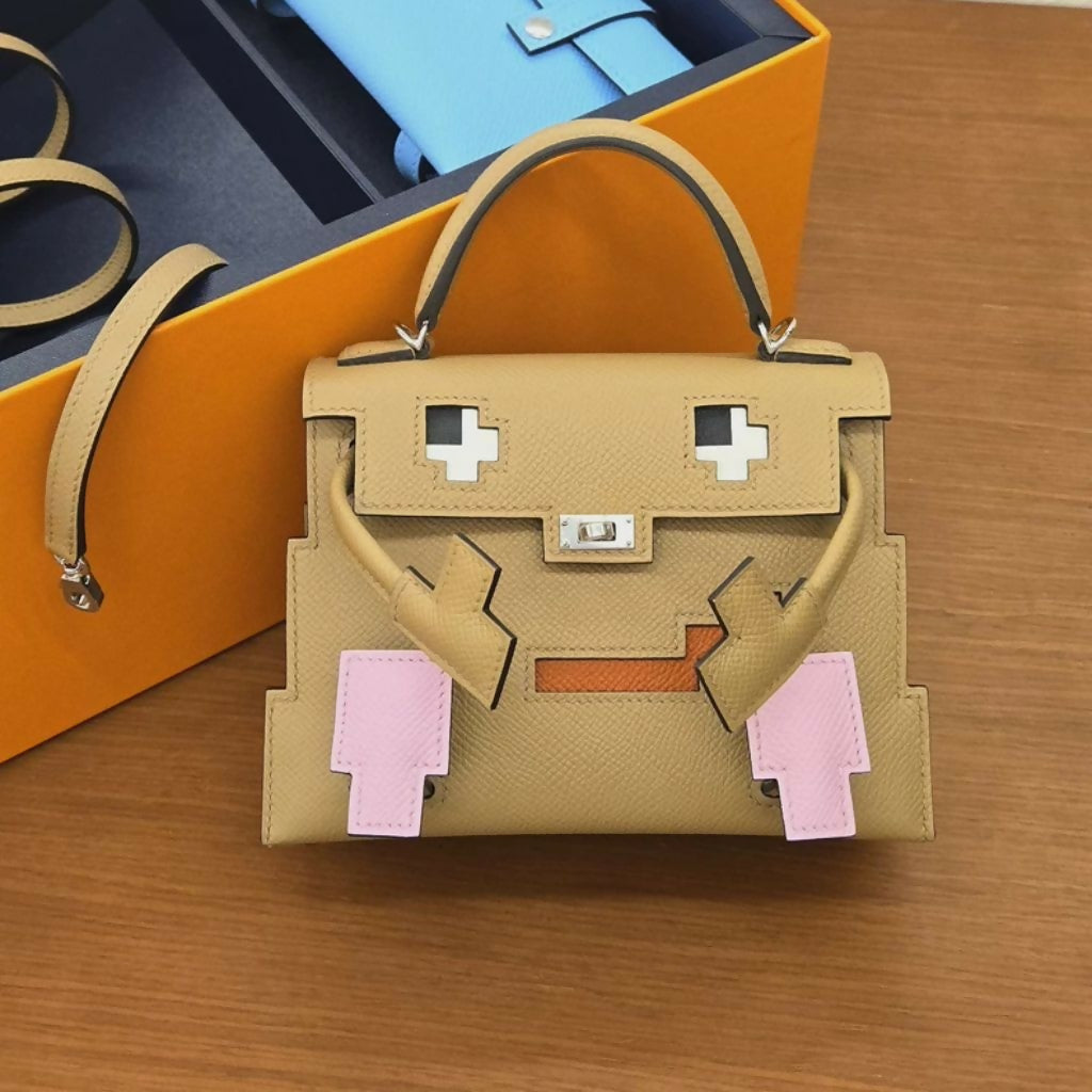 HERMÈS PICTO KELLY DOLL QUELLE IDOLE CHAI, MAUVE SYLVESTRE, BLEU CELESTE AND TERRE BATTUE EPSOM PALLADIUM HARDWARE