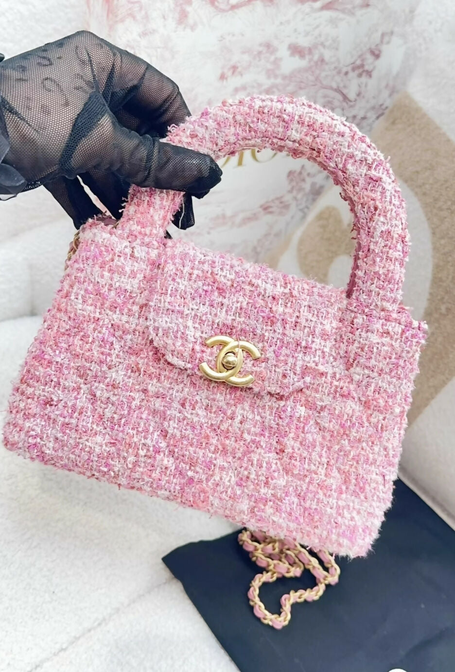 Chanel 24p pink tweed Kelly bag