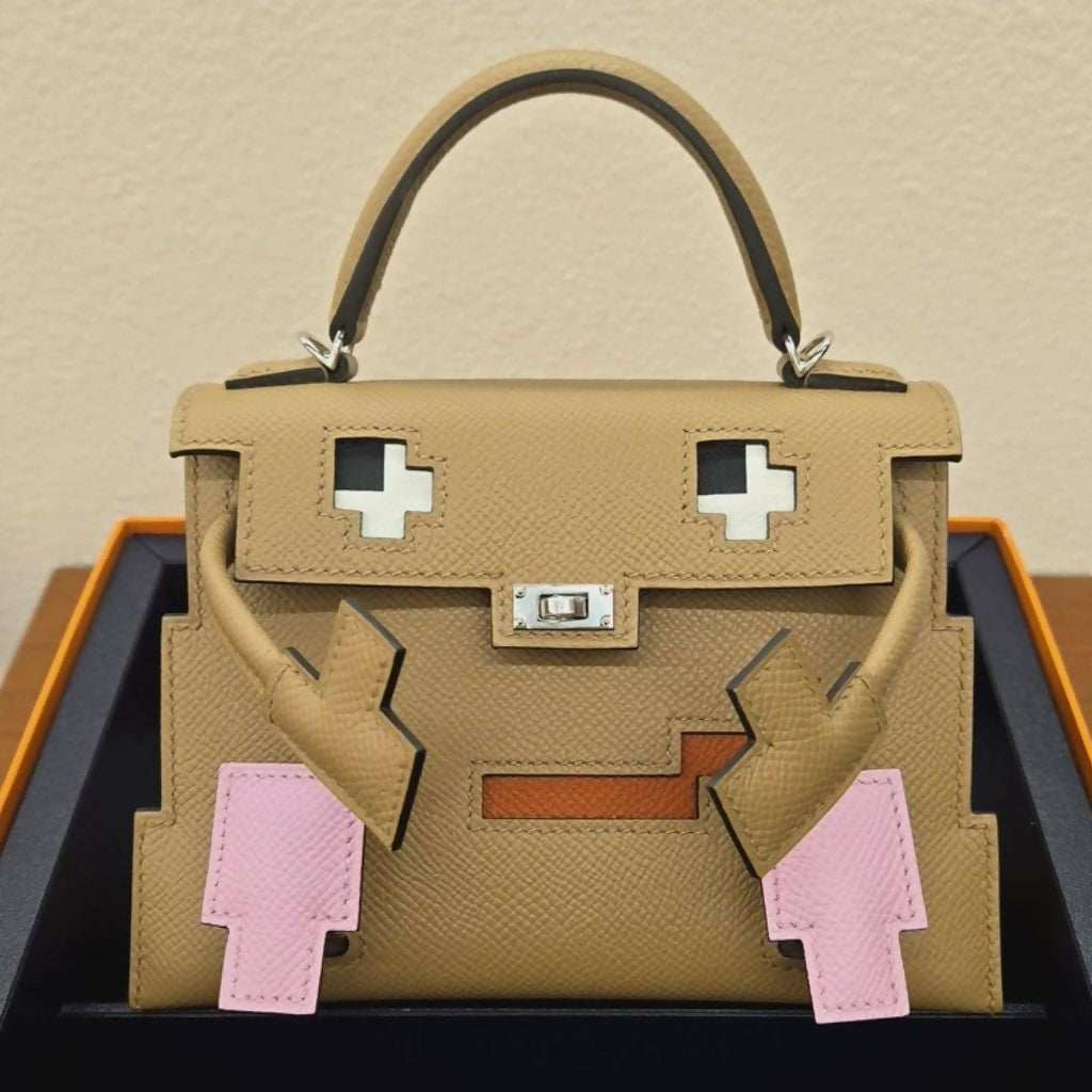 HERMÈS PICTO KELLY DOLL QUELLE IDOLE CHAI, MAUVE SYLVESTRE, BLEU CELESTE AND TERRE BATTUE EPSOM PALLADIUM HARDWARE