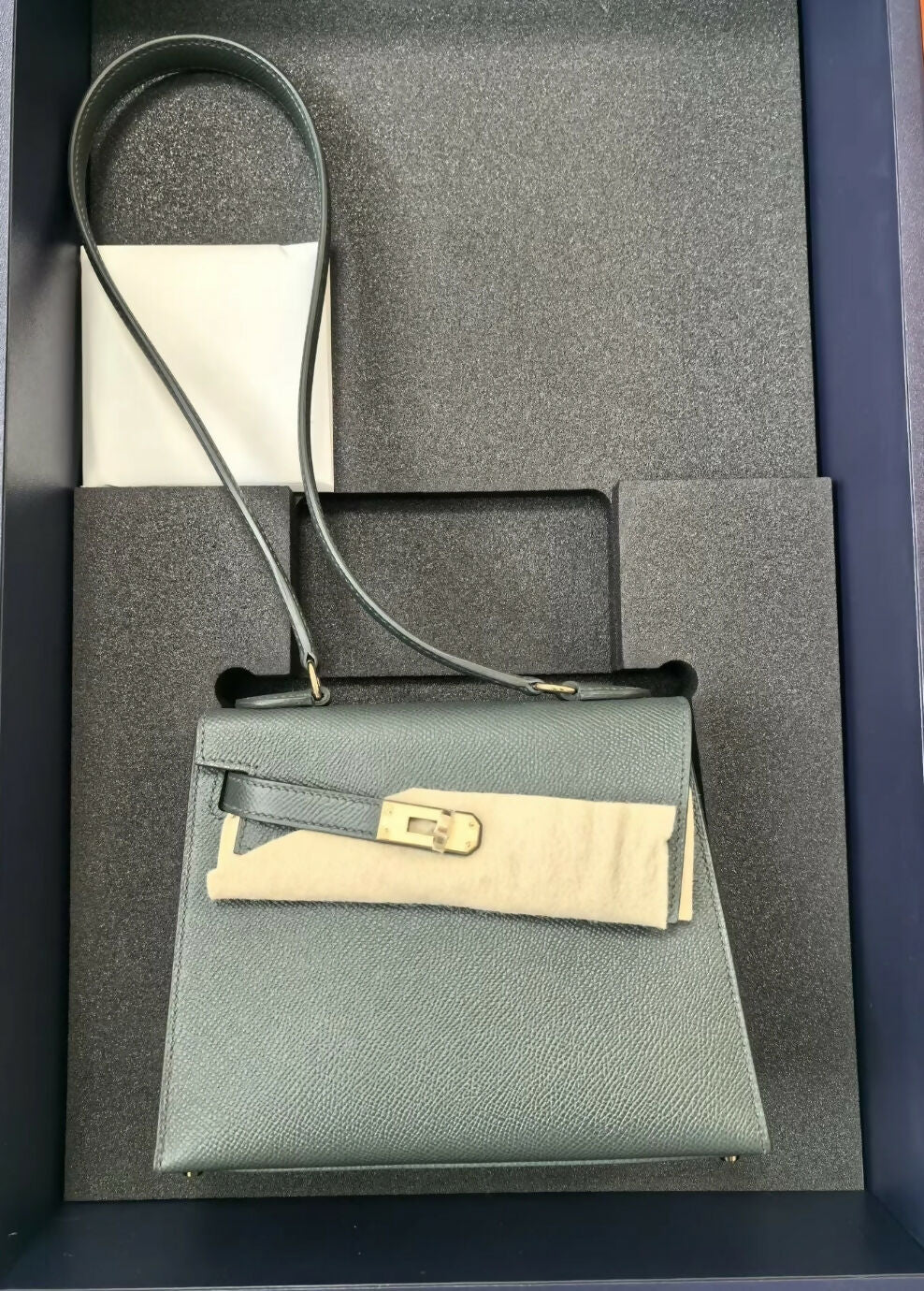 Hermès Kelly Sellier En Desordre 20 Gris Misty Epsom Permabrass Hardware