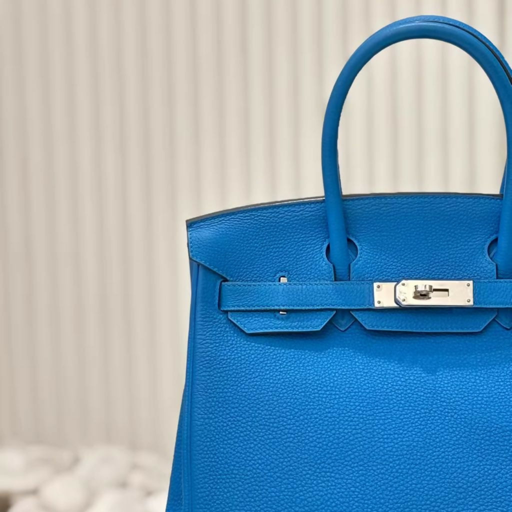 Hermes Birkin 30 Blue Zanzibar Togo Leather Palladium Hardware