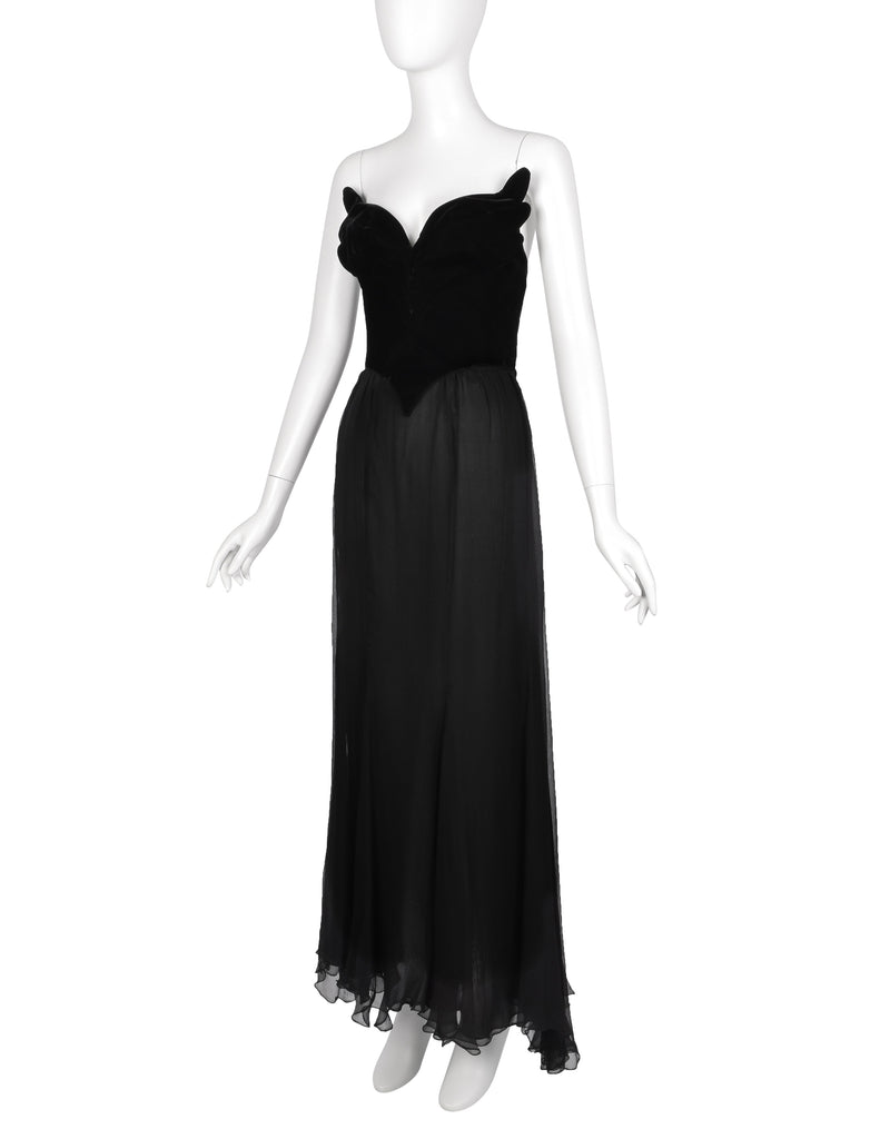Thierry Mugler Vintage 1987 ICONIC Black Winged Bustier and Silk Skirt Ensemble