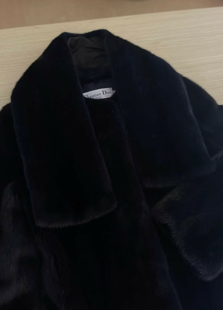 Dior black mink long coat