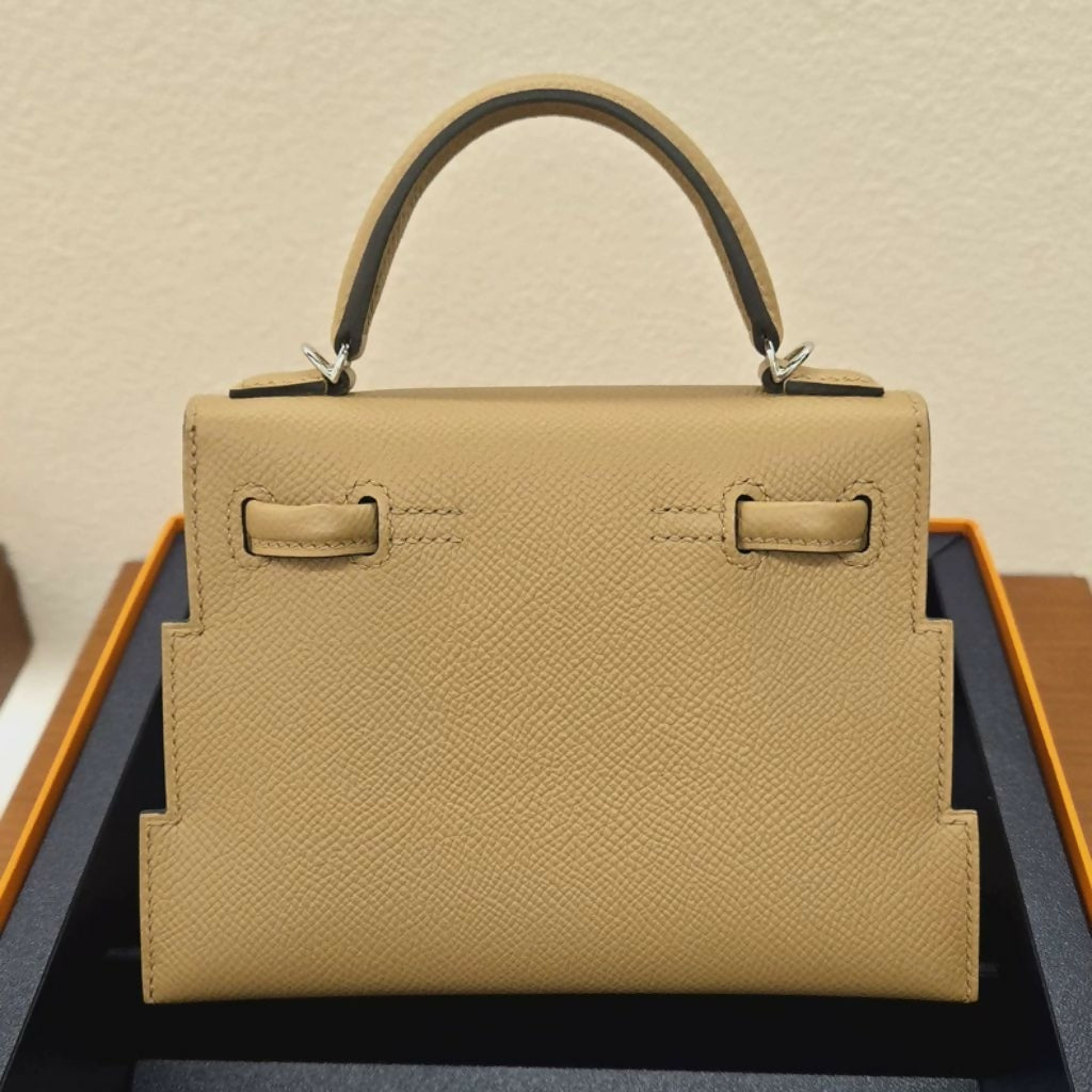 HERMÈS PICTO KELLY DOLL QUELLE IDOLE CHAI, MAUVE SYLVESTRE, BLEU CELESTE AND TERRE BATTUE EPSOM PALLADIUM HARDWARE