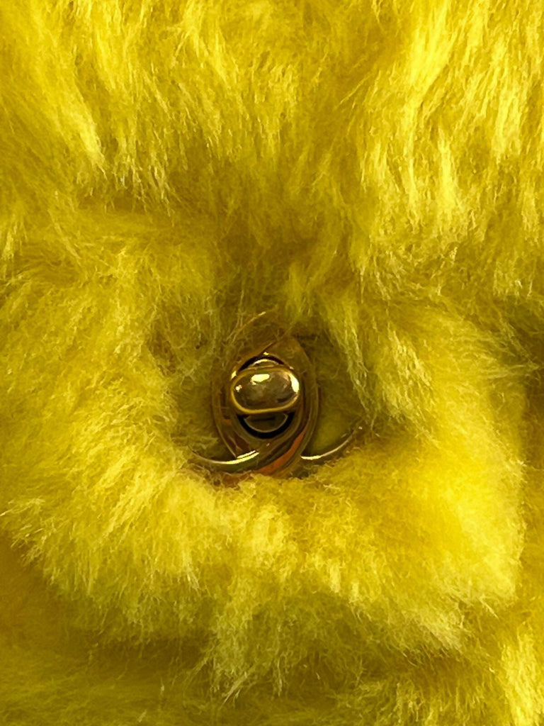 Chanel 1994 Vintage Yellow Faux Fur Kelly Bag