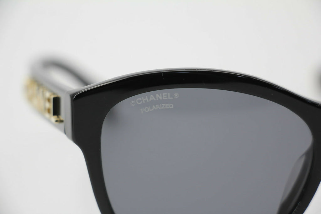 Chanel 2021 Resin Black with Gold-Tone Lettering Sunglasses