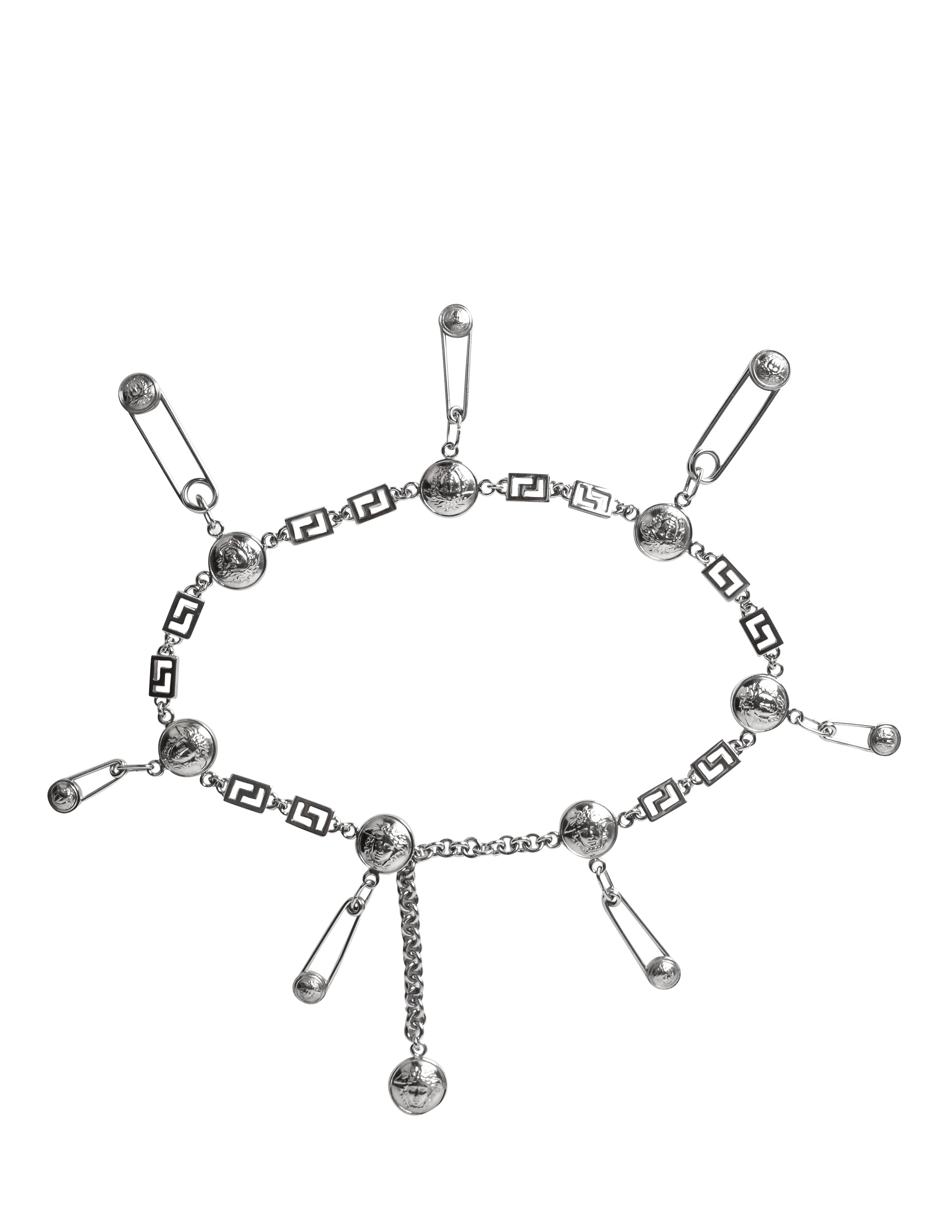 Versace Vintage SS 1994 Iconic Silver Medusa Safety Pin Chain Belt