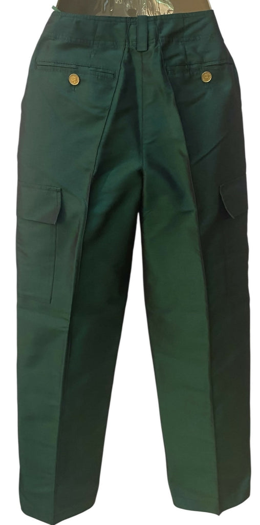Vintage Chanel 96A Runway Iridescent Green Cargo Army Pants Trousers FR 34/36