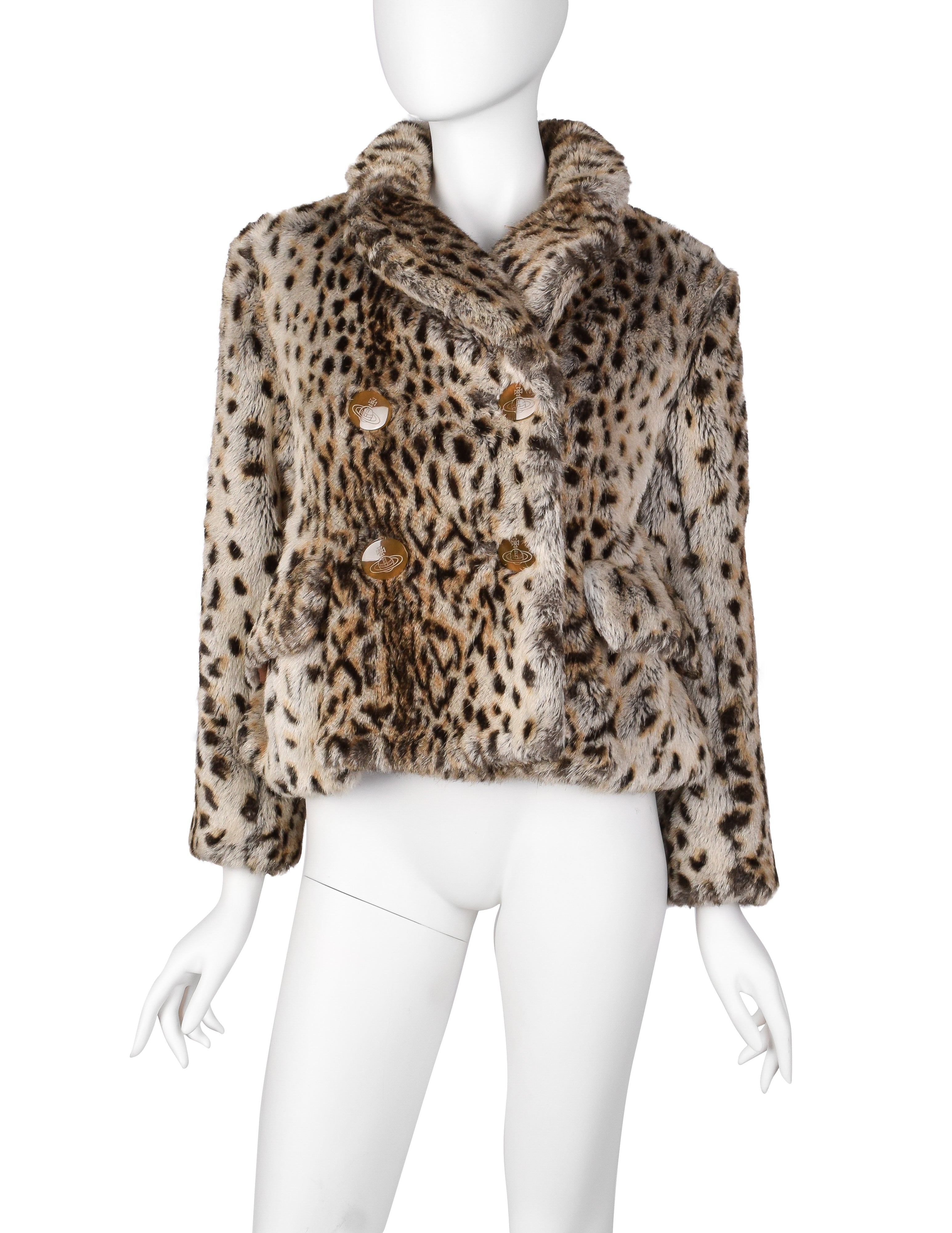 Vivienne Westwood Vintage AW 1989 Leopard Cropped Faux Fur Jacket