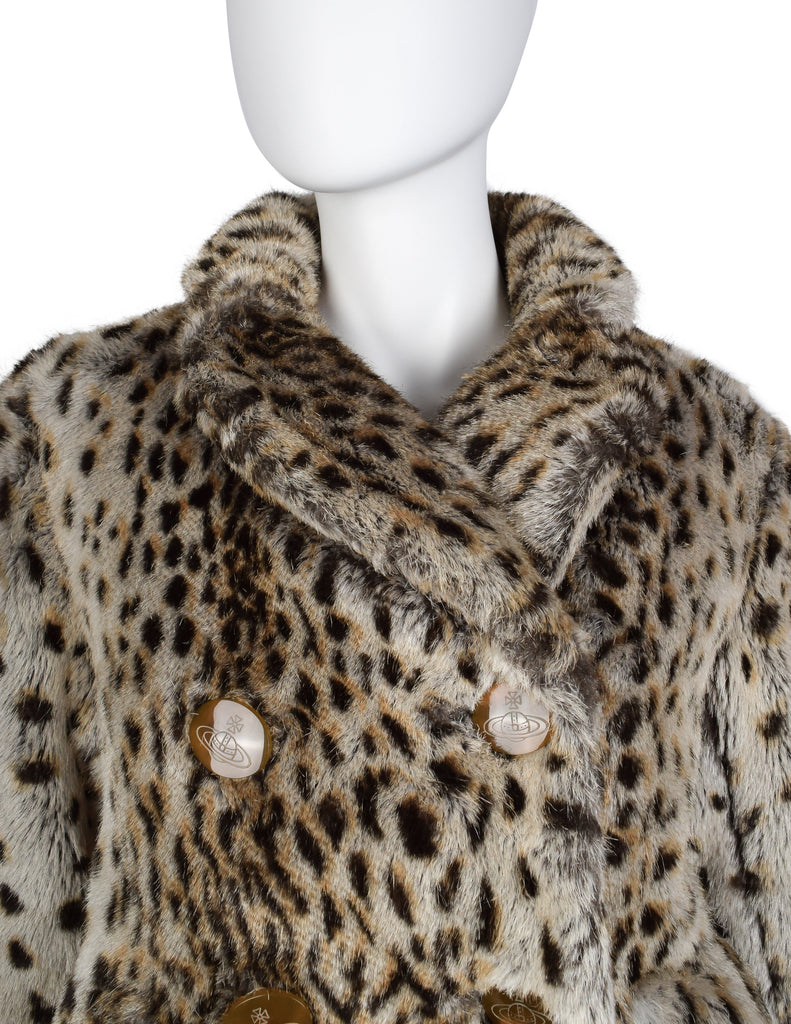 Vivienne Westwood Vintage AW 1989 Leopard Cropped Faux Fur Jacket