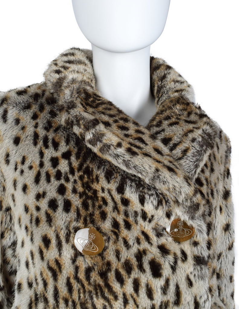 Vivienne Westwood Vintage AW 1989 Leopard Cropped Faux Fur Jacket