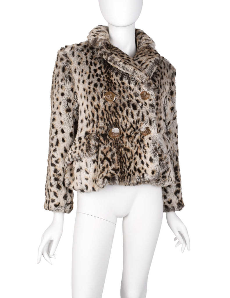 Vivienne Westwood Vintage AW 1989 Leopard Cropped Faux Fur Jacket