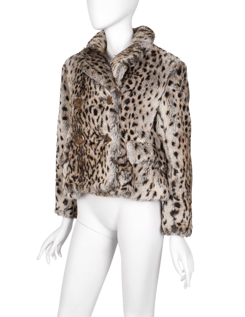 Vivienne Westwood Vintage AW 1989 Leopard Cropped Faux Fur Jacket