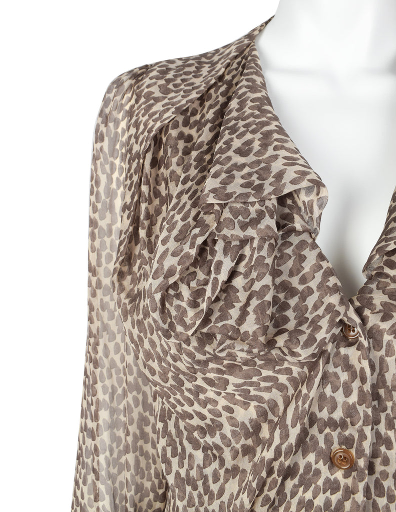 Vivienne Westwood FW 2011 Brushstroke Print Draping Silk Chiffon Top