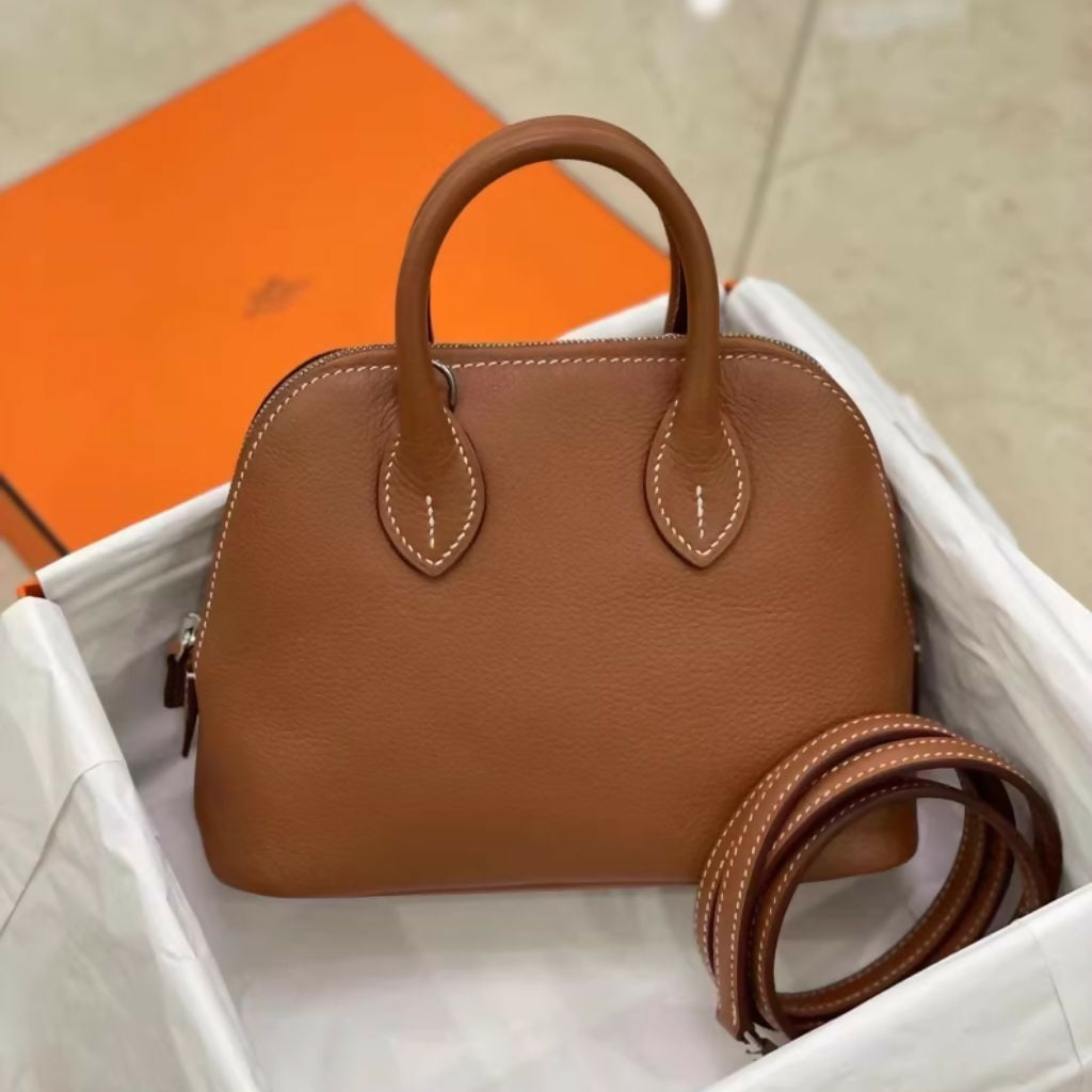 Hermès Mini Bolide Gold Brown leather palladium hardware
